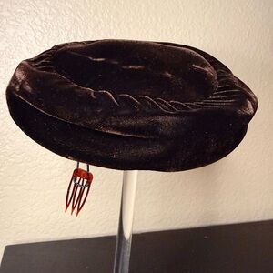Vintage Brown Velvet Hat